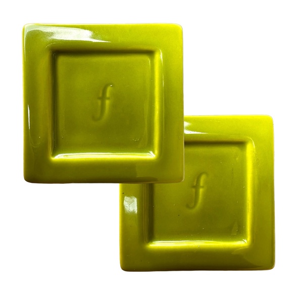 TEA FORTE Ceramic Tea Bag Tray Holder (pair of 2) Green - Picture 1 of 6